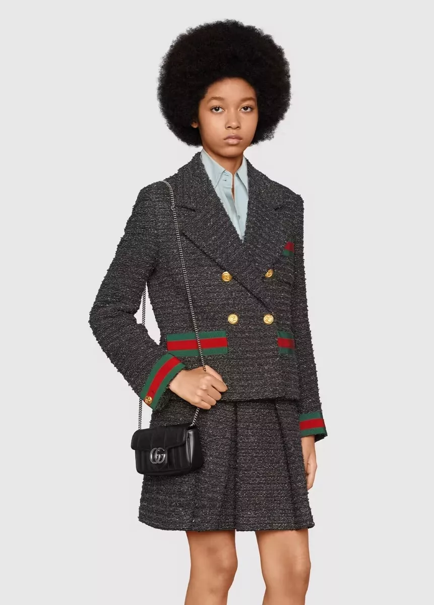 wearing GUCCI GG MARMONT BLACK/SILVER MINI BAG 476433 DTD5N 1000