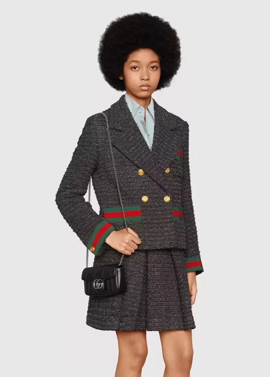 wearing GUCCI GG MARMONT BLACK/SILVER MINI BAG 476433 DTD5N 1000