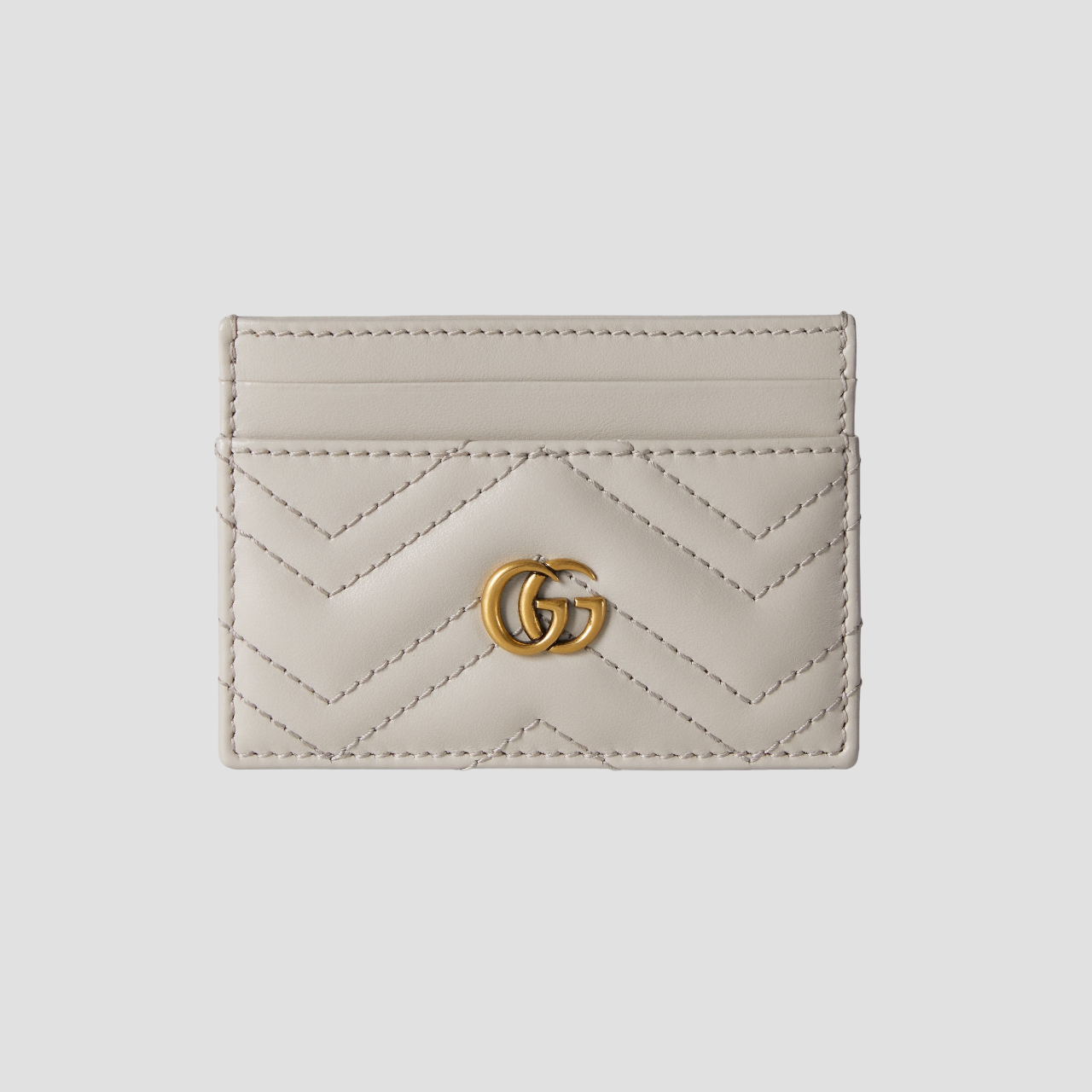 GUCCI GG MARMONT CARD CASE LIGHT GREY LEATHER Blank Room