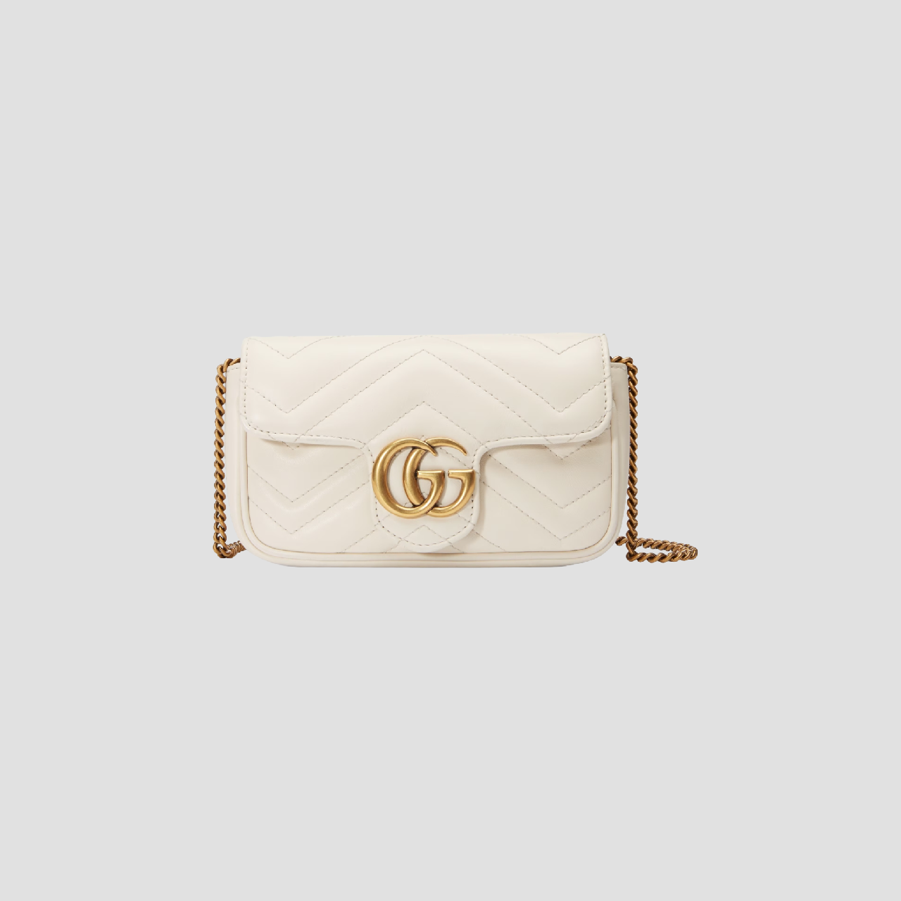 GUCCI GG MARMONT MATELASSÉ LEATHER MINI BAG IN WHITE 476433 DTDCT 9022