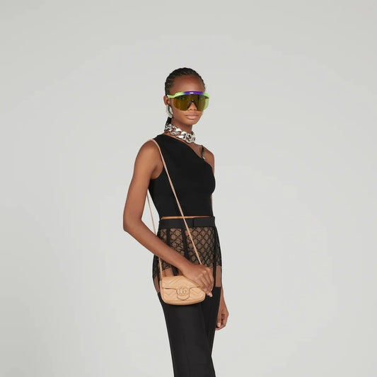 wearing GUCCI GG MARMONT MINI BAG BEIGE CERAMIC 476433 AABZK 2754