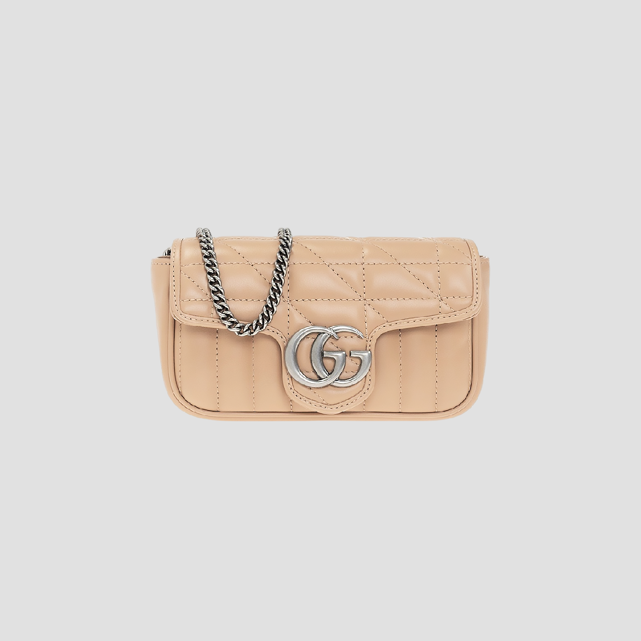 GUCCI GG MATELASSÉ MARMONT MINI BAG ROSE BEIGE 476433 DTD5N 2754