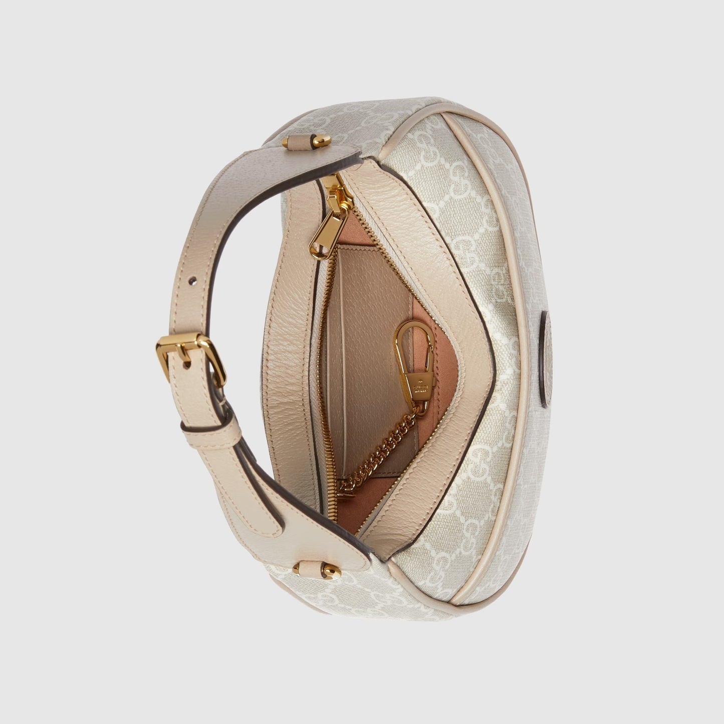 bên trong túi GUCCI GG SUPREME HALF-MOON BEIGE AND WHITE MINI BAG 726843 FAA4G 9897