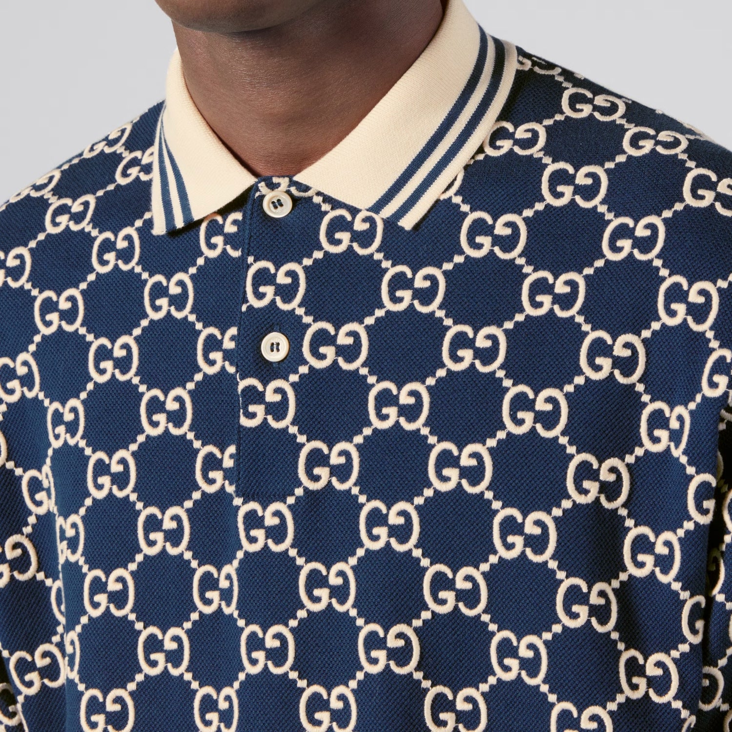 ÁO thun GUCCI GG SUPREME MONOGRAM DARK BLUE POLO 598956 XJB0U 4115 hàng hiệu Authentic BlankRoom Hà Nội, Việt Nam