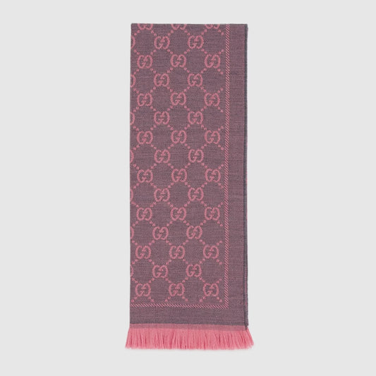 khăn choàng GUCCI GG WOOL SCARF GRAPHITE WITH PINK 133483 3G200 1272 Authentic BlankRoom Hà Nội, Việt Nam.