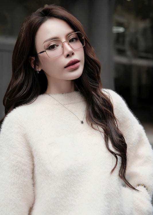 wearing Gucci GG1434O 002 Lettering Logo Eyeglasses Rose Gold