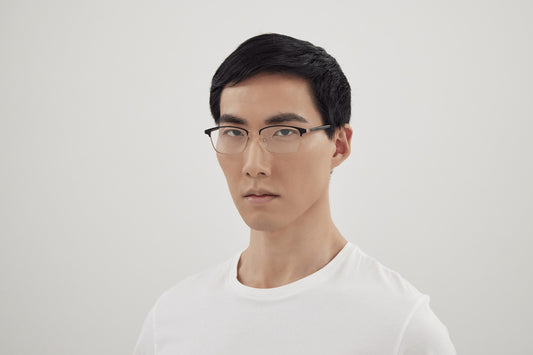 wearing GUCCI GG1475OJ 001 GOLD BLACK EYEGLASSES