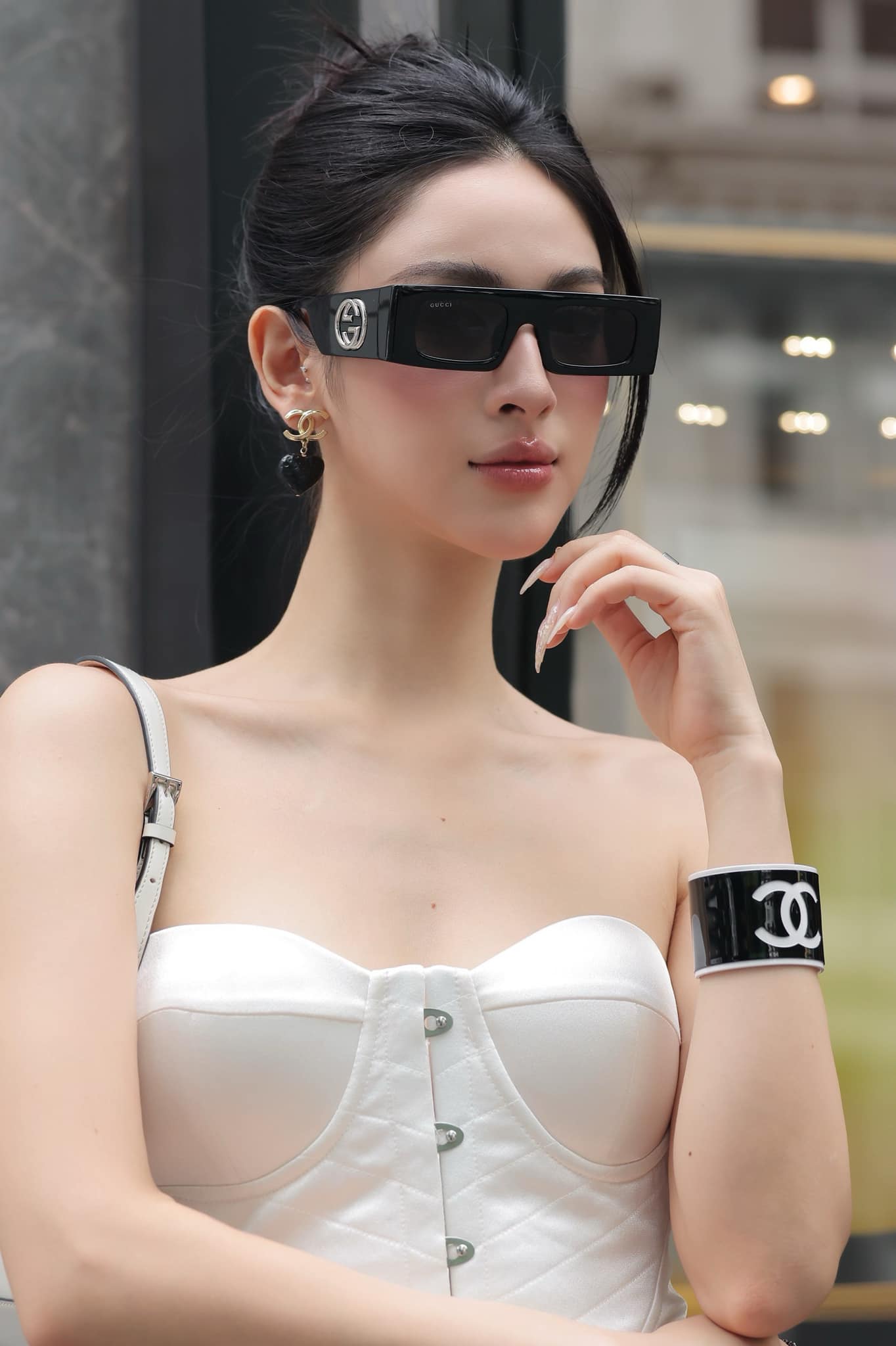wearing GUCCI GG1646S 001 CINEMA 3D SUNGLASSES BLACK