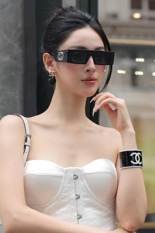 wearing GUCCI GG1646S 001 CINEMA 3D SUNGLASSES BLACK