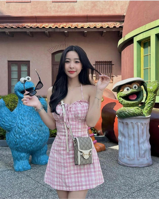 nữ đeo túi GUCCI HORSEBIT 1955 MINI BEIGE AND WHITE LEATHER 625615 92TCG 9761