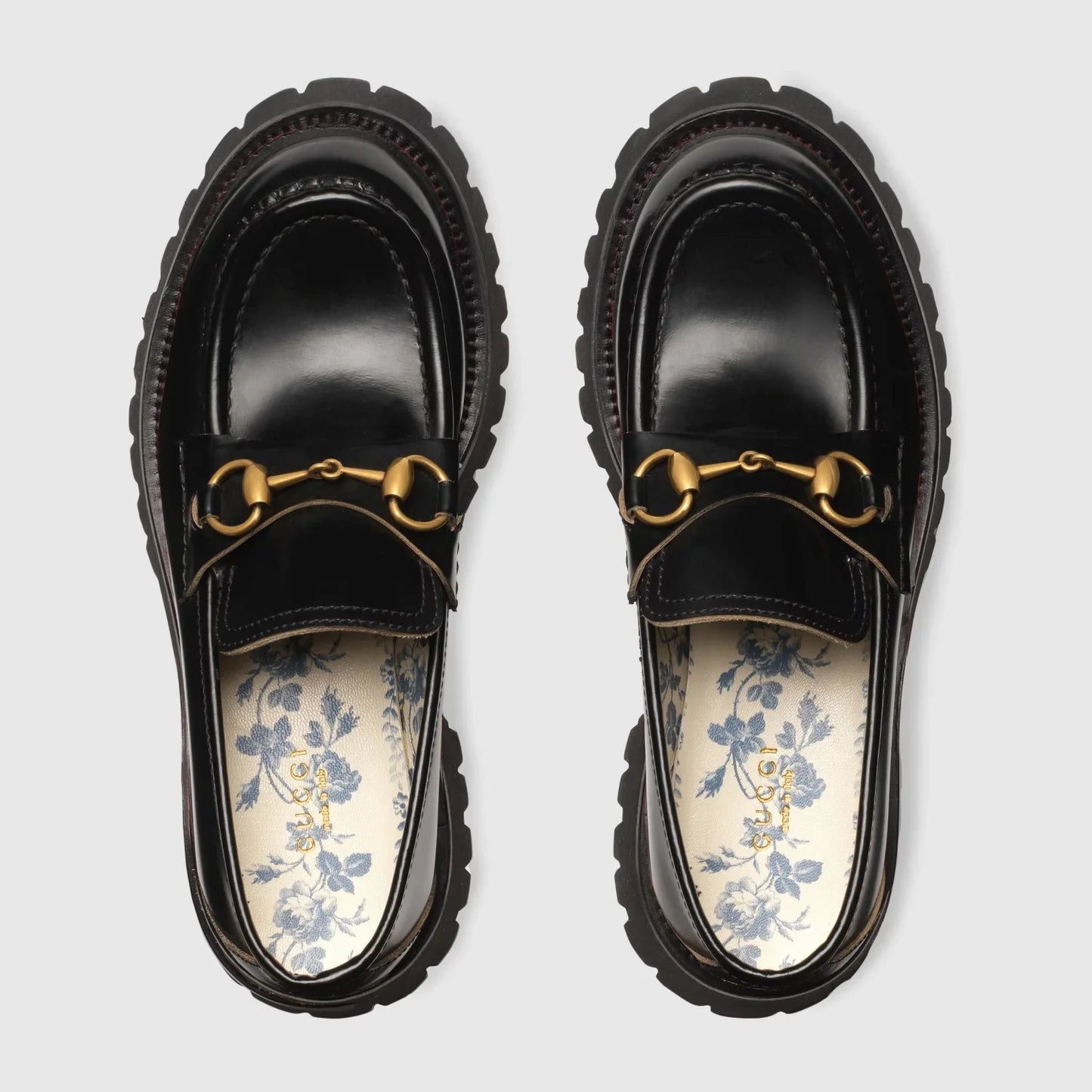 giày lười GUCCI LEATHER LUG SOLE BEE LOAFER WITH HORSEBIT 577236 DS800 1000 hàng hiệu Authentic BlankRoom Hà Nội Việt Nam
