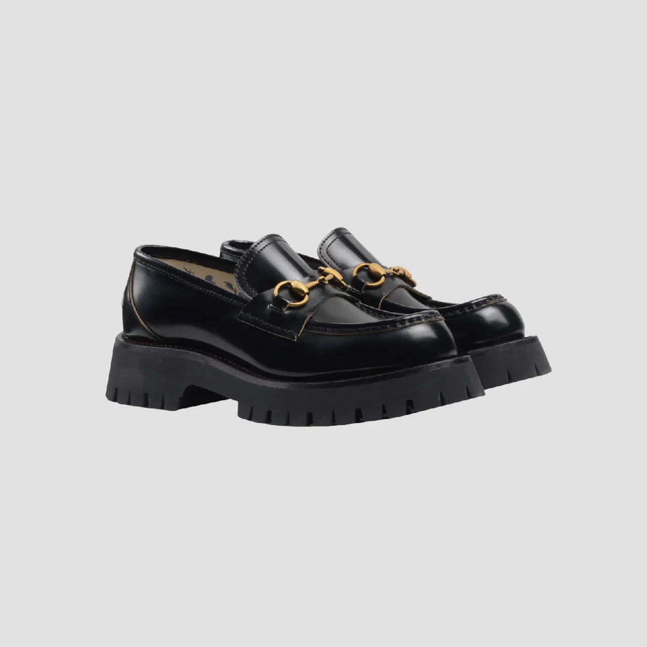 GUCCI LEATHER LUG SOLE BEE LOAFER WITH HORSEBIT 577236 DS800 1000