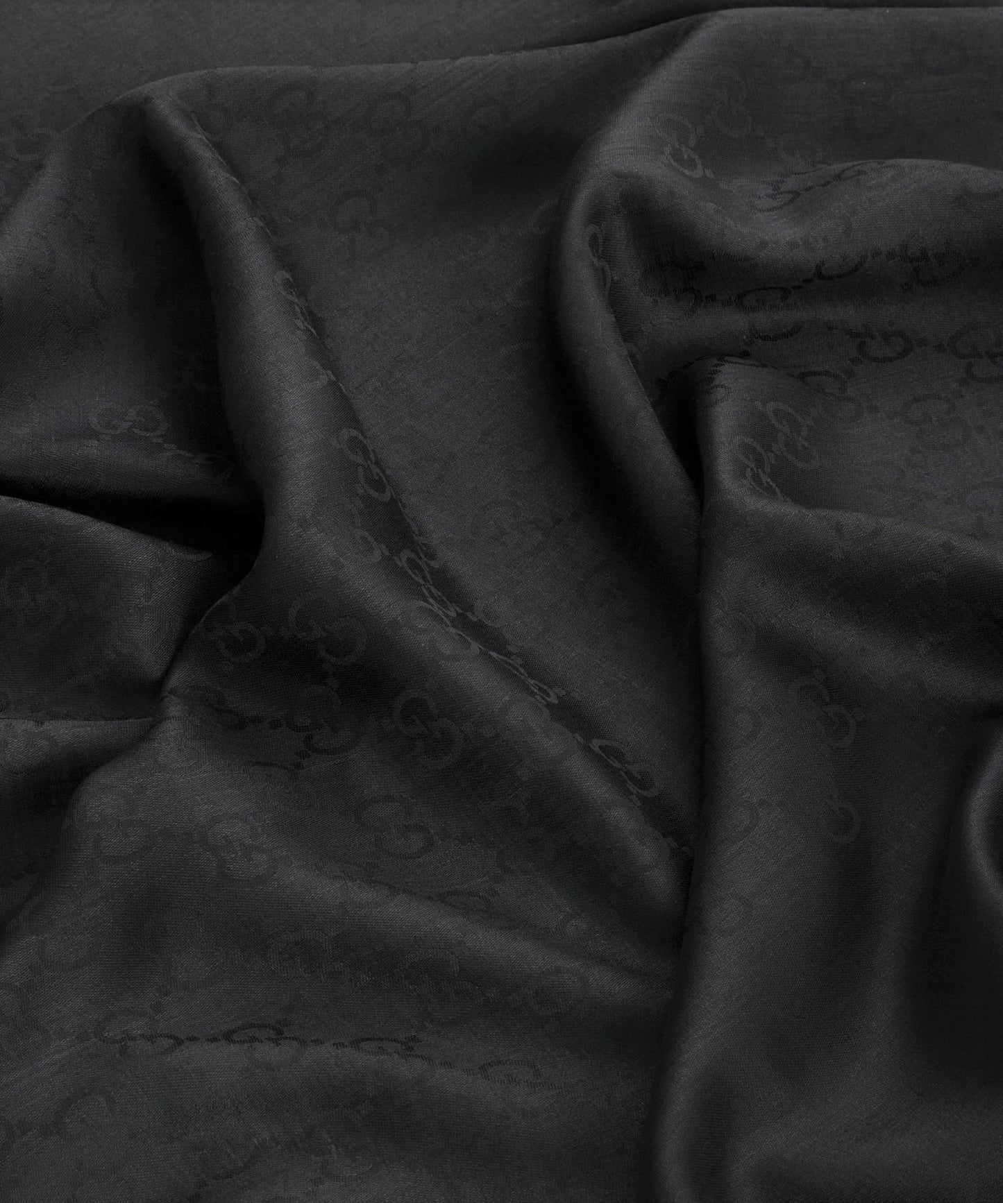 chi tiết khăn GUCCI MUFFLER ALL BLACK SILK WOOL SCARF 387563 3G646 1000