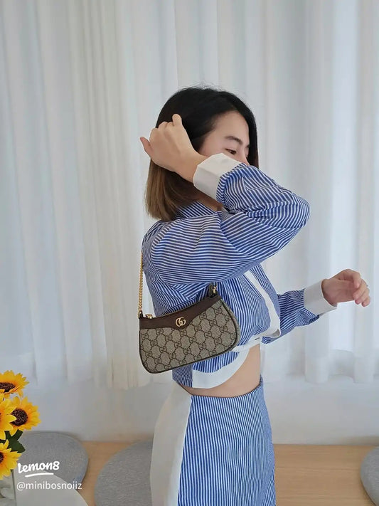 wearing GUCCI OPHIDIA BEIGE MINI BAG WITH CHAIN 764960 K9GSG 8367