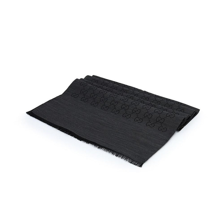 Khăn GUCCI SCARF BLACK AND DARK GREY hàng hiệu chính hãng Authentic có sẵn tại BlankRoom Hà Nội, Việt Nam 165904 3G646 1100. 45x180cm
