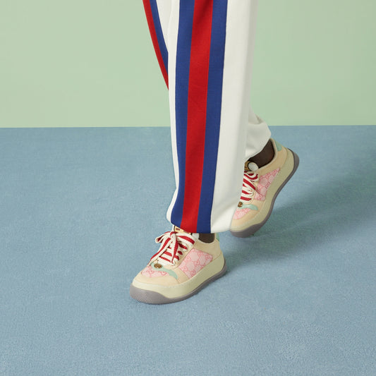 wearing GUCCI SCREENER PINK GG CANVAS SNEAKER 750633 FAB4C 5644