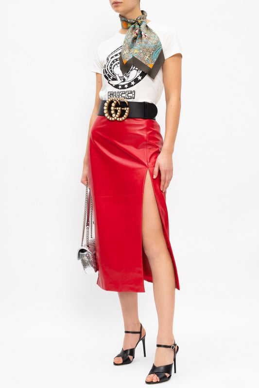 wearing GUCCI X DISNEY DONALD DUCK PRINT T-SHIRT WHITE 644674 XJDBE 9095