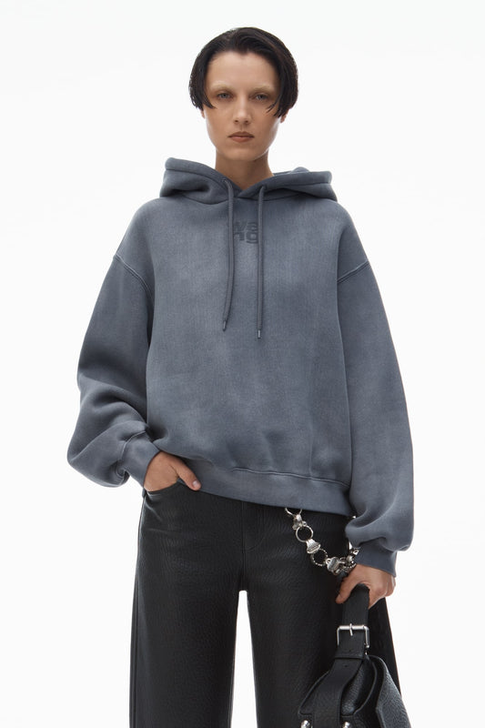 wearing Alexander Wang Puff Logo Structured Terry Hoodie 4CC3242108029C