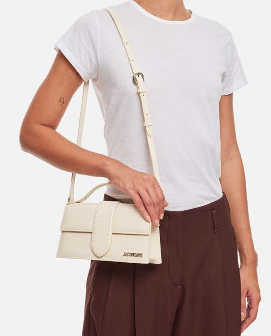 wearing JACQUEMUS LE GRAND BAMBINO OFF-WHITE 213BA007-3128-110