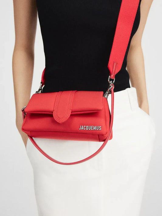 wearing JACQUEMUS LE PETIT BAMBIMOU NYLON RED 236BA307-3138-470