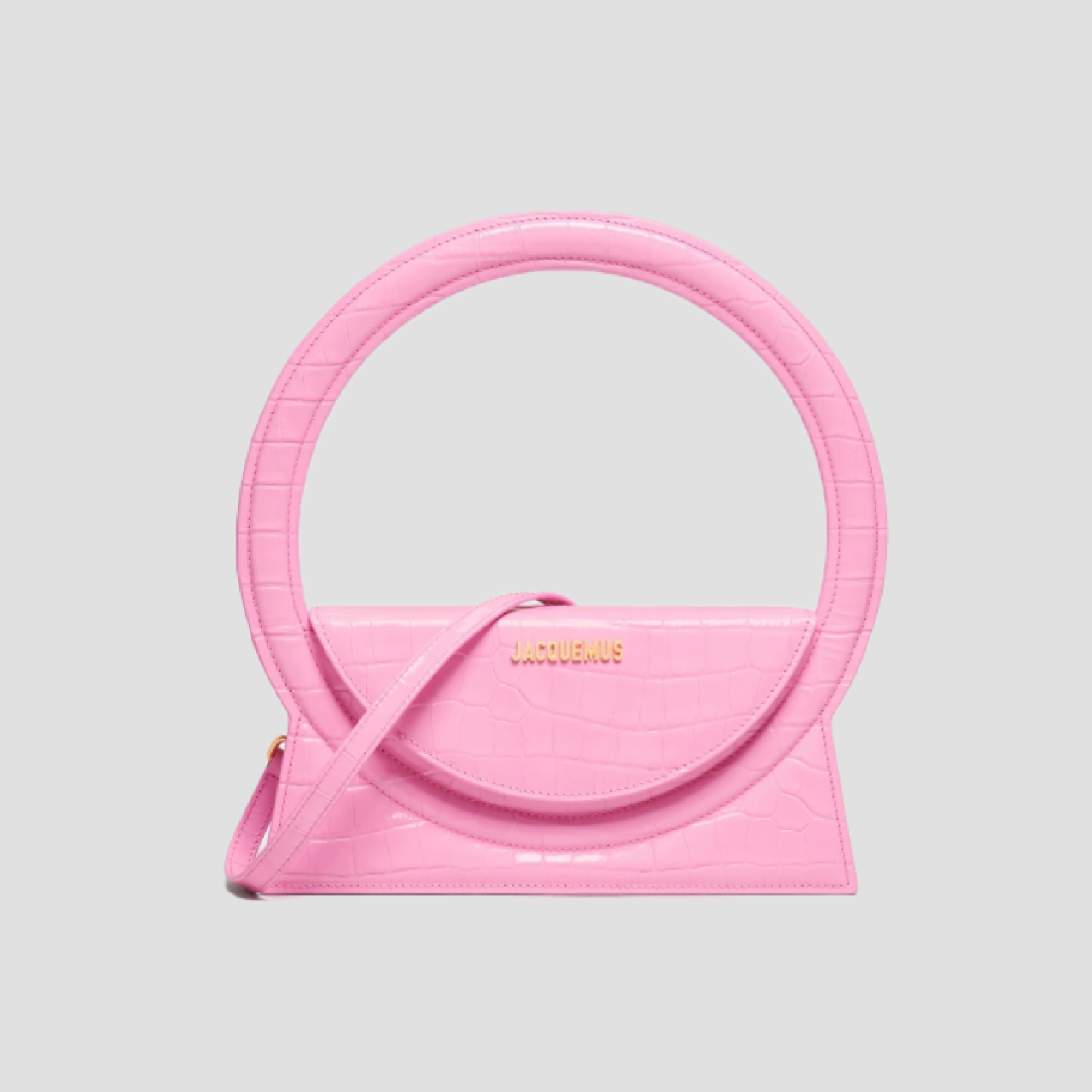 JACQUEMUS LE SAC ROND CROCO PINK 221BA015-3101-430