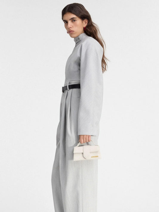 wearing Jacquemus The Bambino Light Grey 213BA006-3071-140