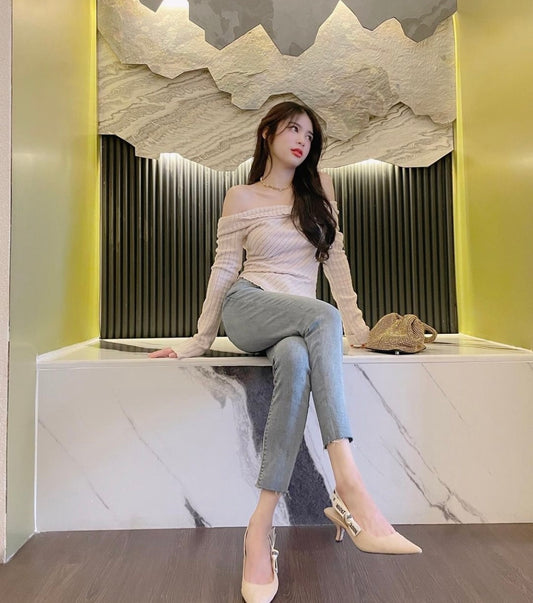 wearing J'ADIOR SLINGBACK NUDE PUMP FABRIC KCC200TFL_S21U