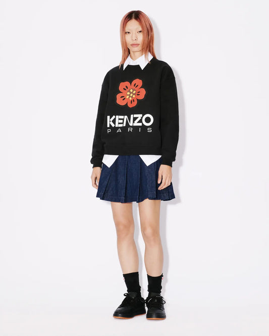nữ mặc áo KENZO BOKE FLOWER SWEATSHIRT BLACK