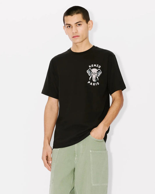 mẫu mặc áo KENZO ELEPHANT T-SHIRT BLACK FE55TS1884SG.99J