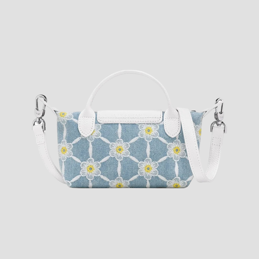 mặt sau túi LE PLIAGE MARGUERITES DAISY DENIM MINI POUCH CROSSBODY 34205HEW028