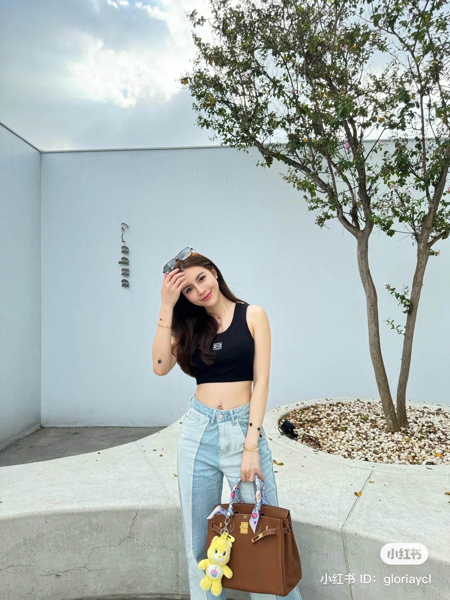 mẫu mang áo Loewe Cropped Anagram Tank Top in Black Cotton S540Y07XAG 1102