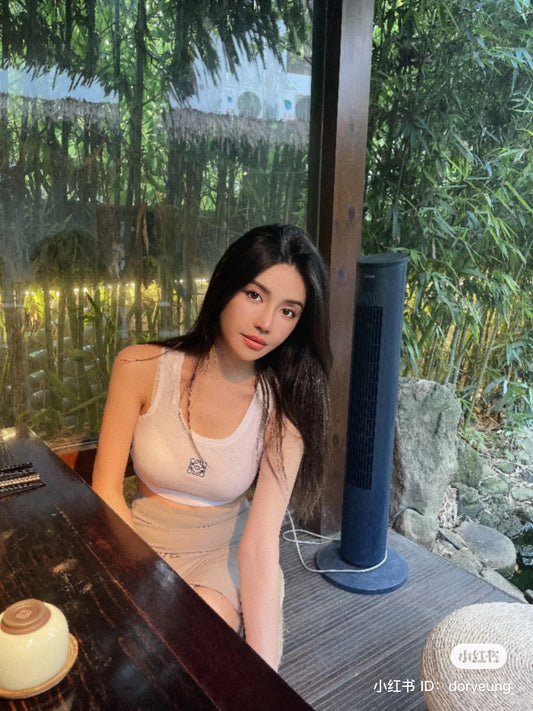 wearing Loewe Cropped Anagram Tank Top in White Cotton S359Y23X85 2100