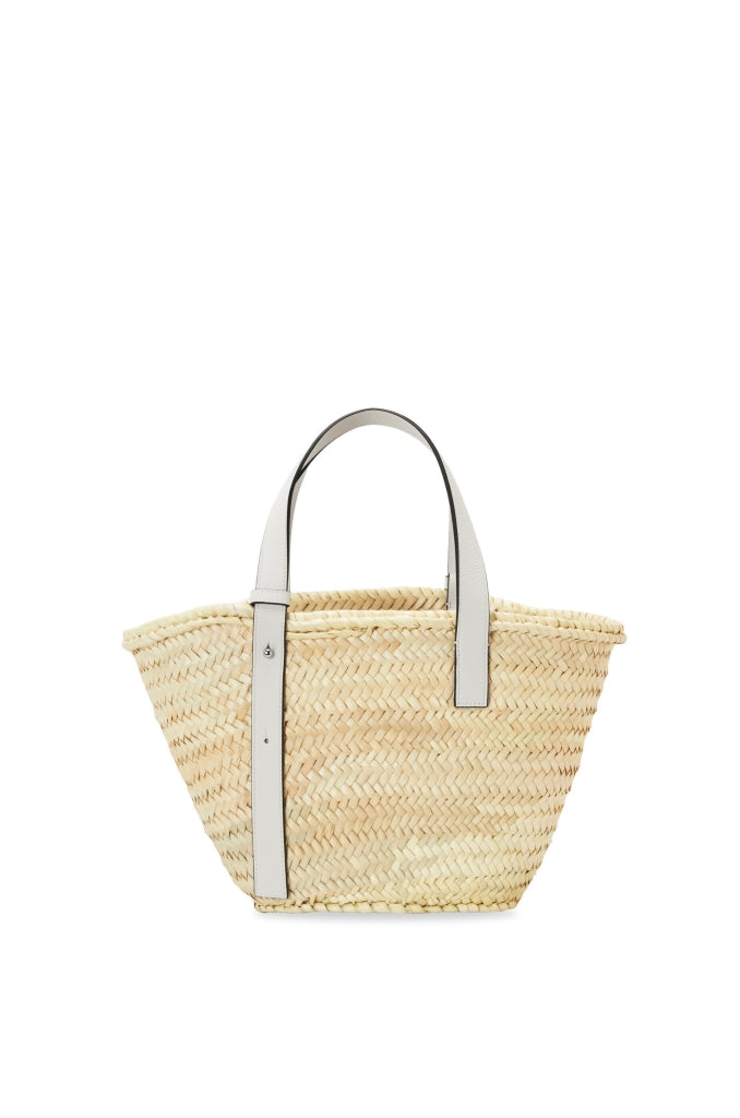 mặt sau túi LOEWE MEDIUM BASKET BAG IN PALM LEAF AND CALFSKIN A223S92X04 Authentic
