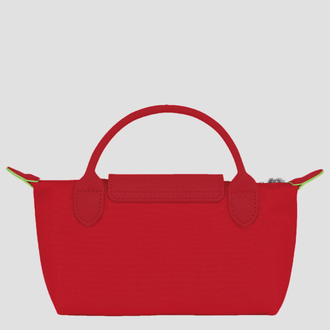 mặt sau túi LONGCHAMP LE PLIAGE GREEN POUCH WITH HANDLE TOMATO RECYCLED CANVAS 34175919P83