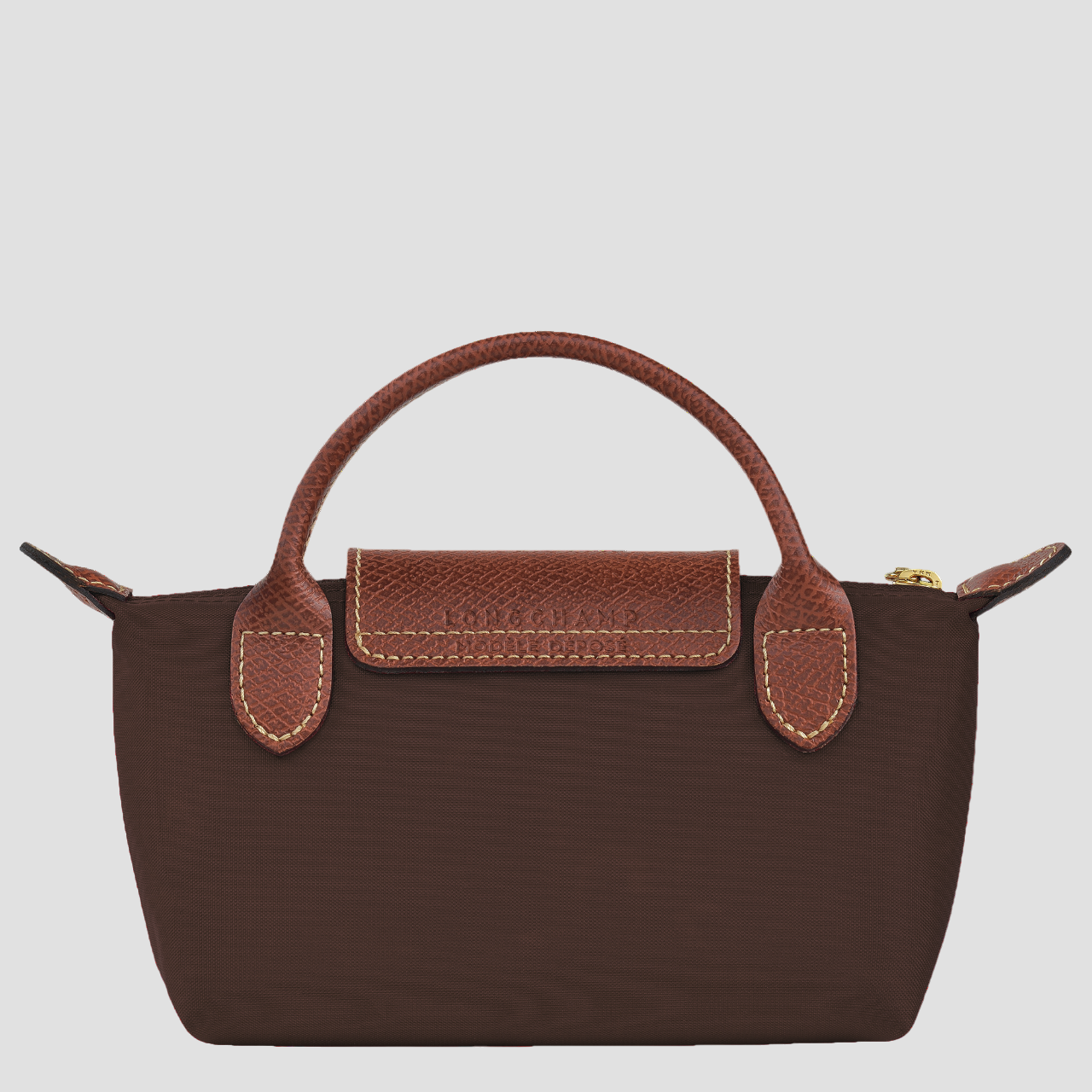 mặt sau túi LONGCHAMP LE PLIAGE ORIGINAL POUCH WITH HANDLE EBONY RECYCLED CANVAS 34175089P81