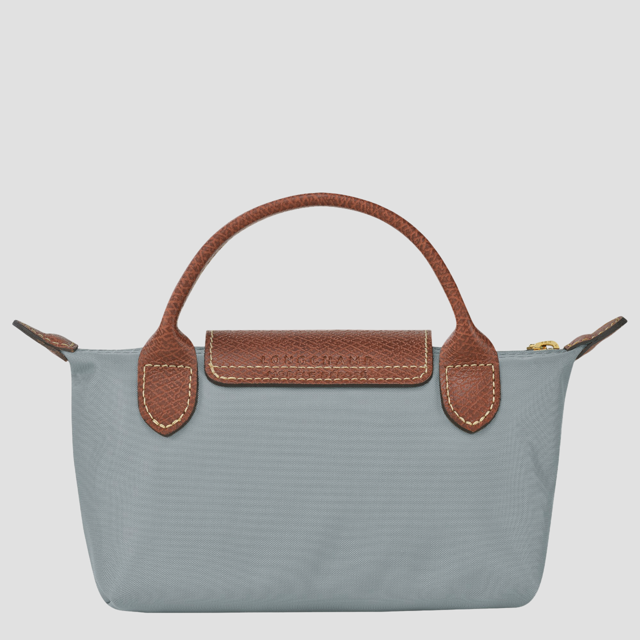 mặt sau túi LONGCHAMP LE PLIAGE ORIGINAL POUCH WITH HANDLE STEEL RECYCLED CANVAS 34175089P80