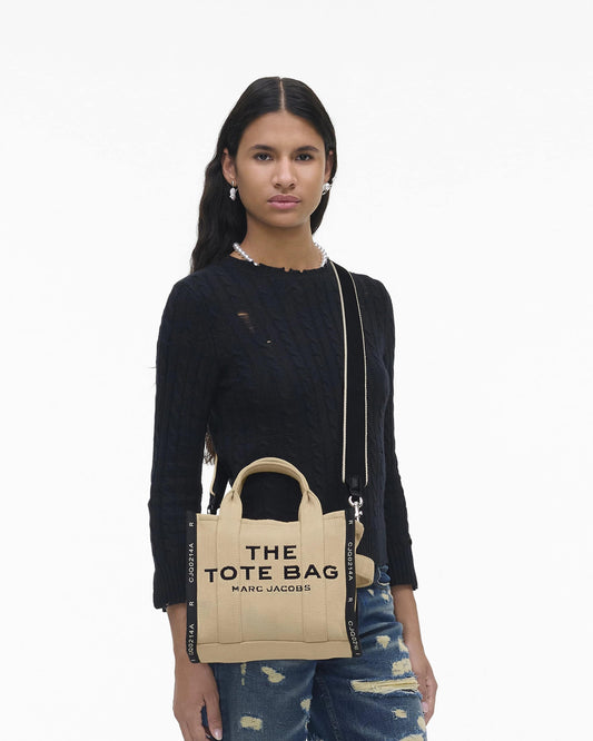 wearing Marc Jacobs The Jacquard Small Tote Bag Warm Sand M0017025-263