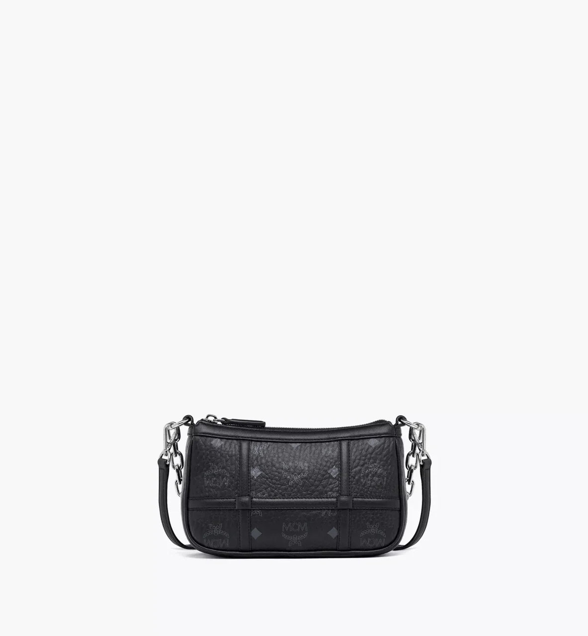 mặt sau túi MCM AREN SHOULDER BAG IN BLACK VISETOS MWSBAER01BK001