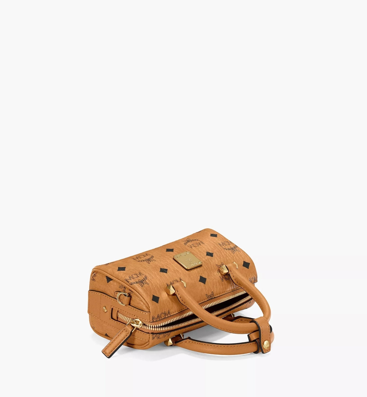 chi tiết MCM MINI BOSTON BAG IN COGNAC VISETOS ORIGINAL MWBAASE03CO001