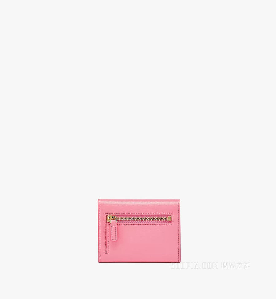 mặt sau MCM MINI PATRICIA TRIFOLD WALLET PINK MYSBAPA01QV001