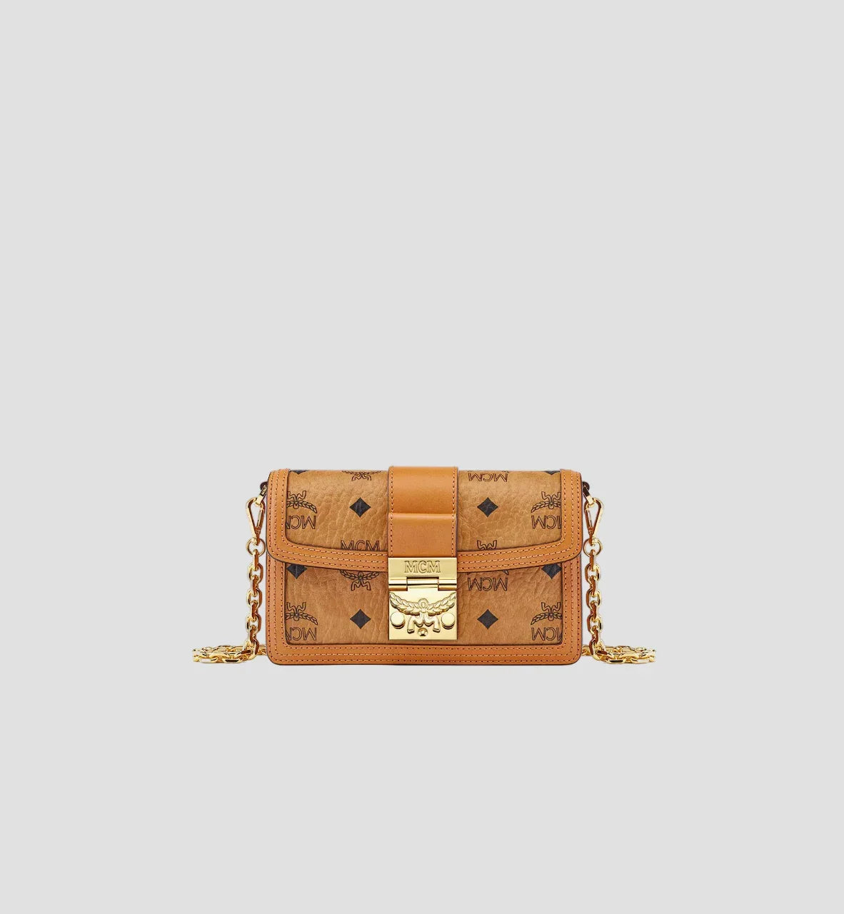 MCM MINI TRACY CROSSBODY IN COGNAC VISETOS