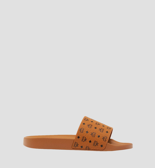 mặt ngang MCM MONOGRAM PRINT RUBBER SLIDES COGNAC MESCAMM11CO036