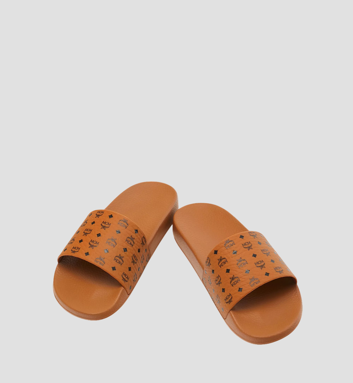 chi tiết MCM MONOGRAM PRINT RUBBER SLIDES COGNAC MESCAMM11CO036