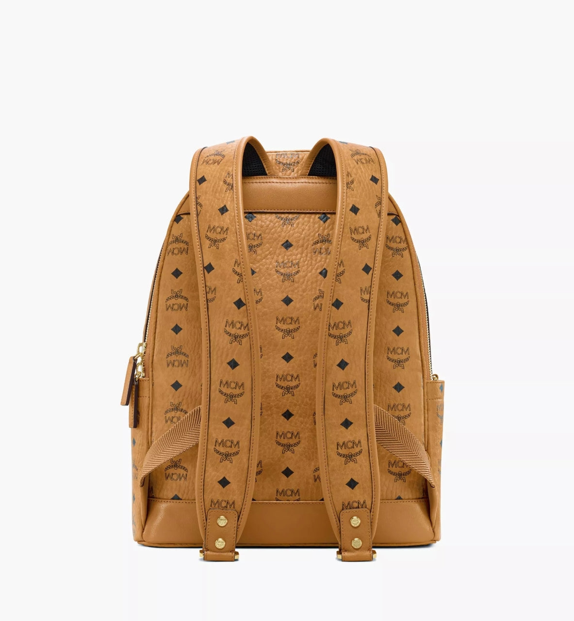 mặt sau balo mặt hông MCM STARK MEDIUM BACKPACK IN COGNAC VISETOS MMKAAVE07CO001
