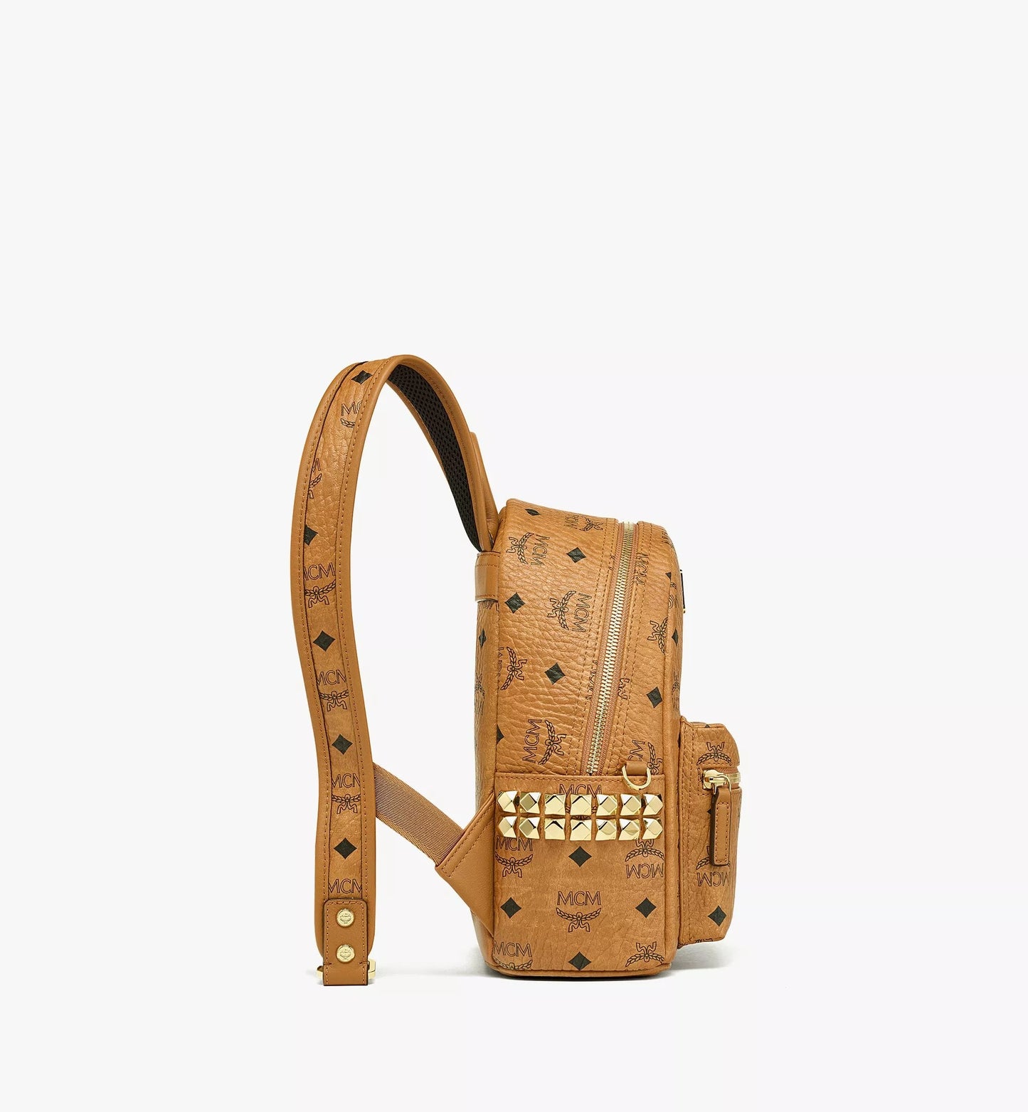 mặt hông MCM STARK SIDE STUDS MINI BACKPACKS IN COGNAC VISETOS MMKDSVE10CO001