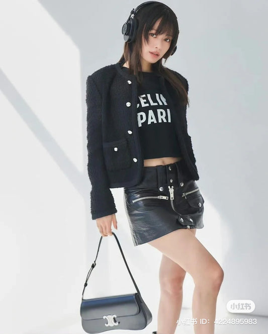 mẫu mang túi MEDIUM CELINE BLACK LOLA BAG IN SHINY CALFSKIN 115533BF4.38SI