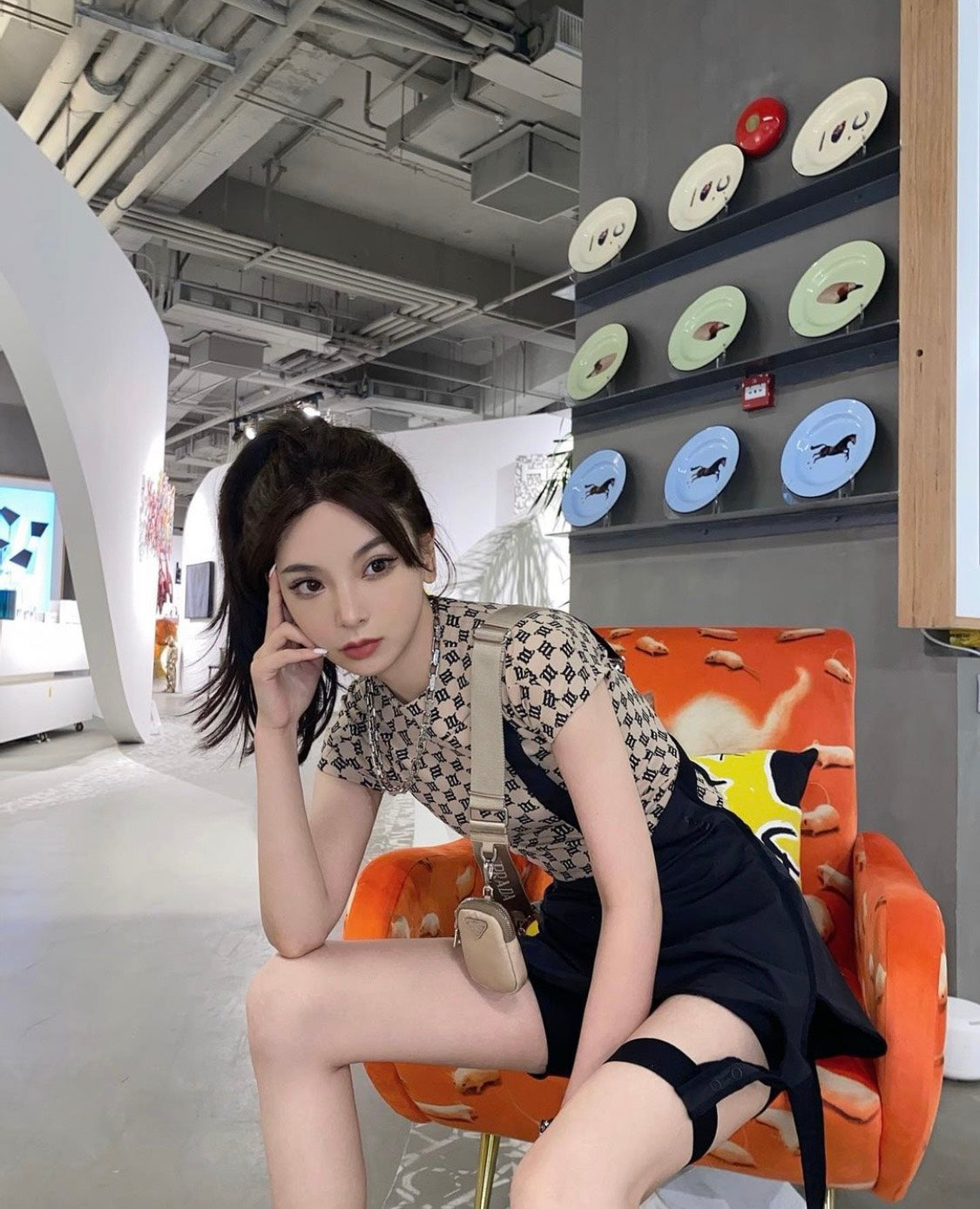 wearing MISBHV BEIGE MONOGRAM T-SHIRT 3021W137