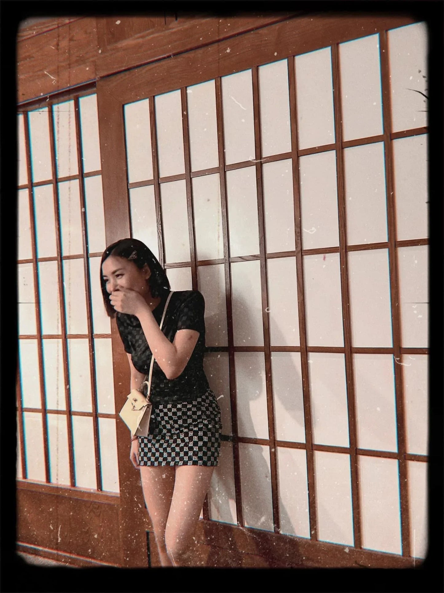 kỳ duyên mang váy MISBHV BLACK MONOGRAM MINI SKIRT 3021W134