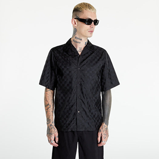 nam mang áo MISBHV BLACK NYLON MONOGRAM SHORT-SLEEVE SHIRT 3022M121
