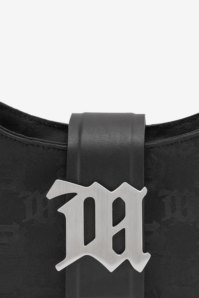 chi tiết túi MISBHV BLACK NYLON MONOGRAM SHOULDER BAG MINI 122A404